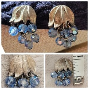 Vintage Blue Glass & Silverton Earrings